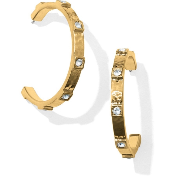 Brighton Jewelry - NWTS $68 Brighton "Meridian Zenith"  Gold Hoops w Swarovski Crystal Stations! 👑